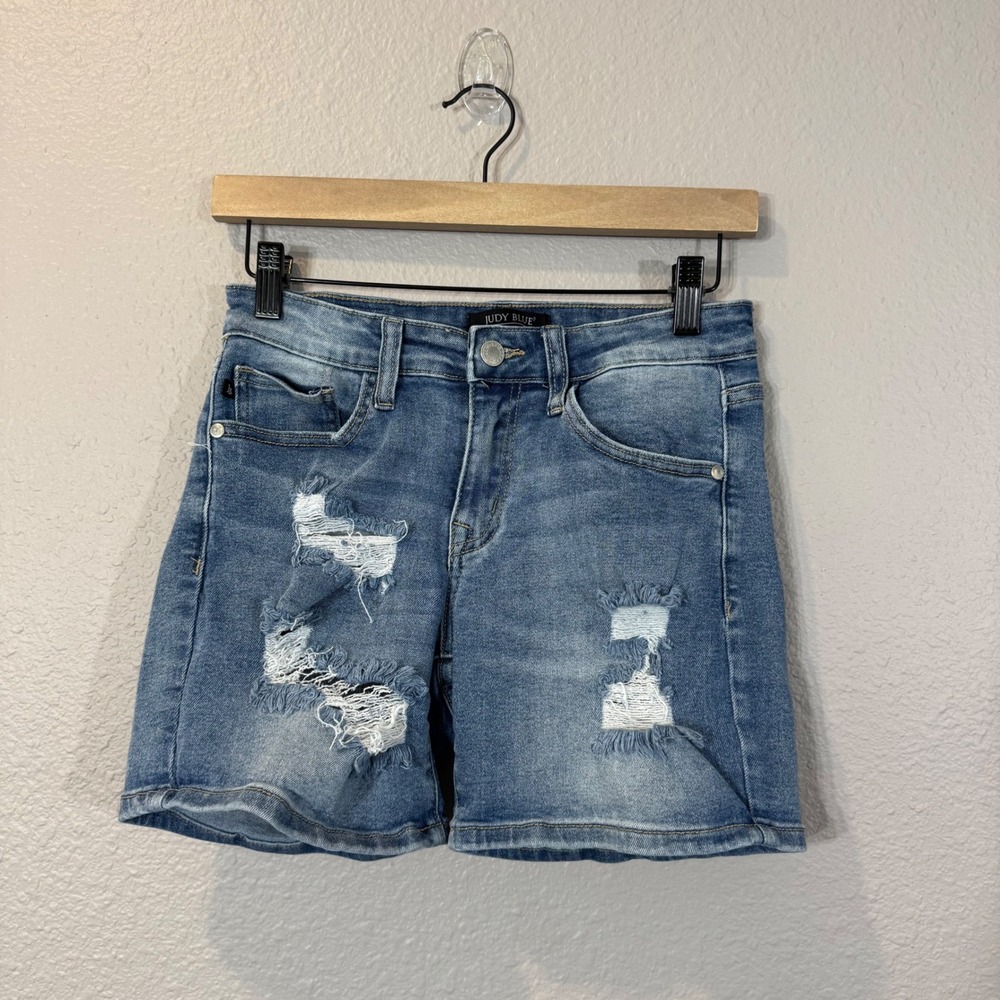 Judy Blue Women's Size S Blue‎ Distressed Jean Shorts JB1551